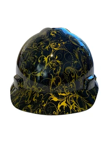 Hard Hat MSA V-Gard Cap Style Custom Hydro Dipped Kandy Gold Lilies - Picture 1 of 4