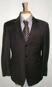MENS CANALI BLAZER SIZE 48 R 100% WOOL MADE IN ITALY CHARCOAL PLAIDS #300 - Picture 1 of 6