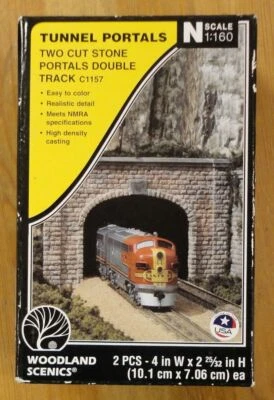 Woodland Scenics N-Scale Cut Stone Double Track Tunnel Portals WOOC1157 - Image 1 of 2