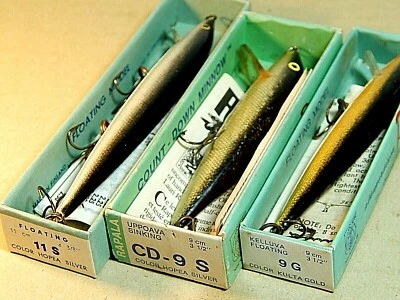 Lote de 3 Flotantes Rapala Wobbler 2 Originales Años 50/60 De Colección 1 Cuenta Regresiva-NOS Foto 1 de 4