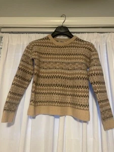 Orvis Woodland Fair Isle Crew Damenpullover braun und beige Größe Small - Bild 1 von 4