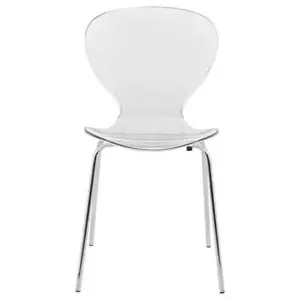 Leisuremod Accent Chairs Modern Armless Plastic + Chrome Side Square Clear - Picture 1 of 7