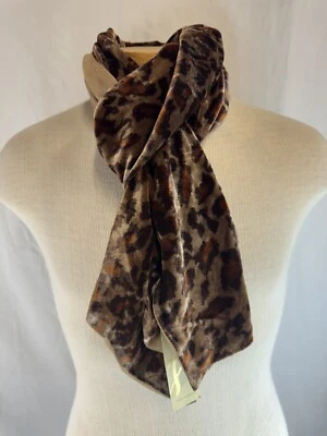 Collection18 Bufanda Poliéster Slimmy Terciopelo Animal Marrón 72" Largo 10" Ancho Foto 1 de 4