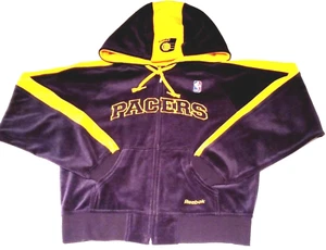 REEBOK - Indiana Pacers Navy Blue and Yellow Velour Hoodie - Women’s Size: MED - Picture 1 of 3
