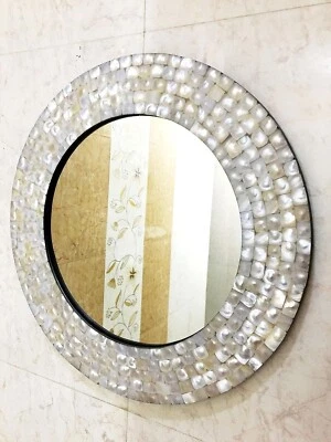 Wall Mirror Bedroom Mother of Pearl Inlay Frame Decorative Home Decor - Image 1 of 4