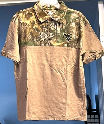 Camisa Polo Camuflada RealTree West Virginia University Mountaineers Manga Corta Foto 1 de 4
