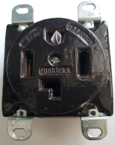 Hubbell 9430 flush Receptacle 30 Amp 125/250V Black Porcelain (279) - Picture 1 of 6
