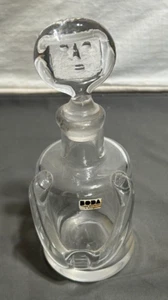 MCM 1950s 7.5" Swedish Erik Hoglund Kosta Boda Glass ART Decanter FACE STOPPER - Picture 1 of 8