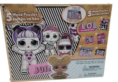 LOL Surprise! - 5 Wood Puzzles - New - Factory Sealed - Kid's Entertainment - Image 1 of 4