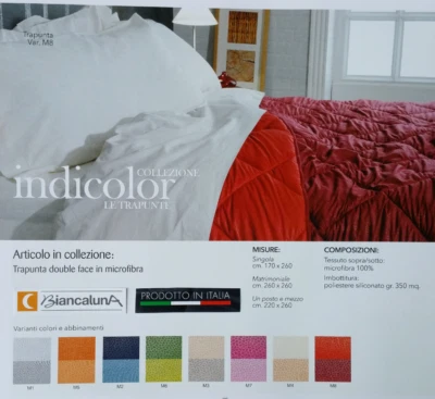 TRAPUNTA PIUMONE BIANCALUNA INVERNALE TINTA UNITA DOUBLE FACE DIMENSIONI VARIE