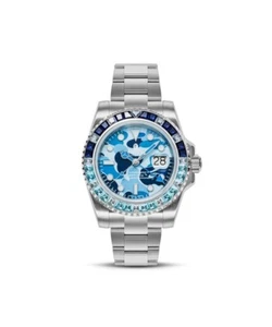 A BATHING APE Men's Quartz BAPEX Blue CAMO CRYSTAL STONE 1K20187304 NEW - Picture 1 of 3