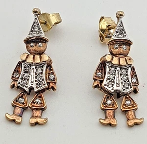 PENDIENTES PAYASO ARLEQUÍN ARTICULADOS DE COLECCIÓN PLATA 925, ORO 18kt y CHISPAS DE CUARZO - Imagen 1 de 11
