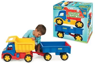 Wader XXL LKW Gigant Truck mit Bollerwagen Kipper Lastwagen Hänger Dumper Autos - Bild 1 von 4