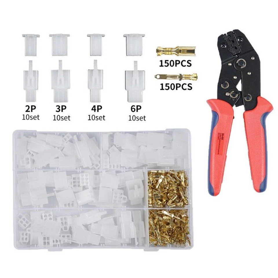 380PCS Motorcycle Electrical Connectors & Pliers 2.8mm 2 3 4 6 Pin Wire Terminal Foto 1 de 4