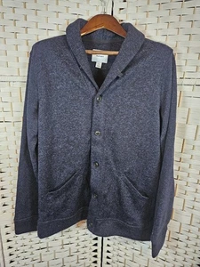 Old Navy Herren Knopfleiste blau Kragen Strickjacke Pullover Gr. L Tall Preppy Lehrer - Bild 1 von 11