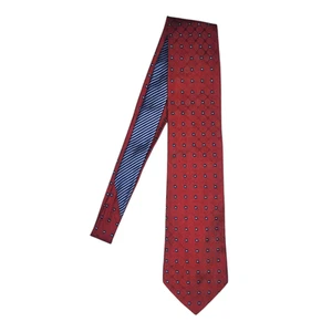 Tommy Hilfiger Necktie 100% Imported Silk Men’s Red Tie Made In USA Squares - Picture 1 of 6