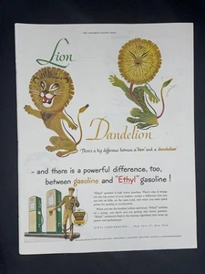 Magazine Ad* - 1950 - Ethyl Gasoline - Lion/Dandelion - Picture 1 of 1