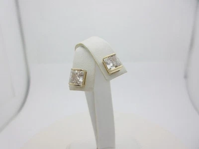 Pendientes perforados con tachuelas de princesa de 14 k de oro macizo de 2,0 ctw piedras preciosas E074 Foto 1 de 4