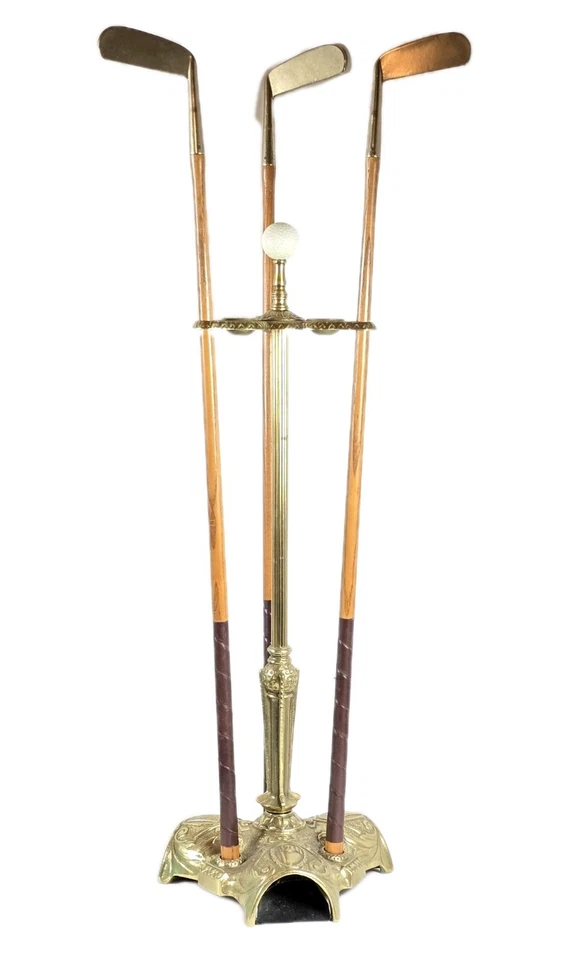 Soporte de putter de golf de latón para salón diseño Art Deco Foto 1 de 4