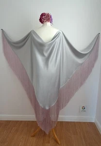 Tassel Fringed Silver Shawl - Picture 1 of 6