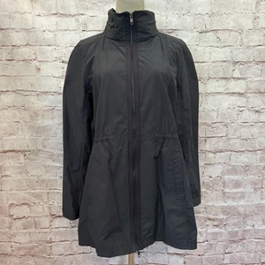 Eileen Fisher Jacket Womens S Dark Gray Lightweight Hooded Anorak Cotton Nylon - Imagen 1 de 5