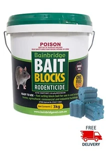 Bainbridge Quick Kill Single Feed Rat Mouse Rodent Bait Blocks Poison 3KG - Picture 1 of 4