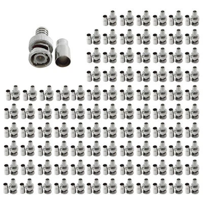 100x Crimp On Male BNC Video Connector for Siamese RG59 Cable Security Camera - Image 1 of 4
