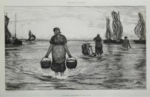 SARDINEN FISCHERBOOTE Fischer R.W.Macbeth Radierung Original Antik Druck 1880 - Bild 1 von 1