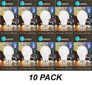 10 x 10W LED Light Globes Bulbs Tri Colour Warm White Cool Daylight B22 Bayonet - Picture 1 of 5