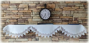 Antique White Mantel Scarf 90" x19" Formal European Lace Mantle Doily Swag - Picture 1 of 2