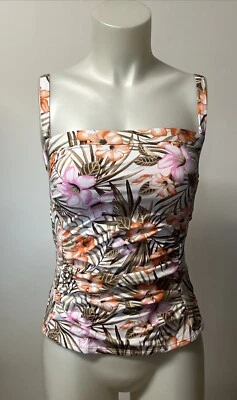 Traje De Baño Tankini Top Bambú Estilo Mujer’s Talla 2 Tropical Palm Lands Fin Foto 1 de 4