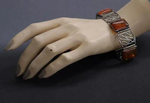 Art Deco Amber Bernstein Armband Armreif 835 Silber - Bild 1 von 5