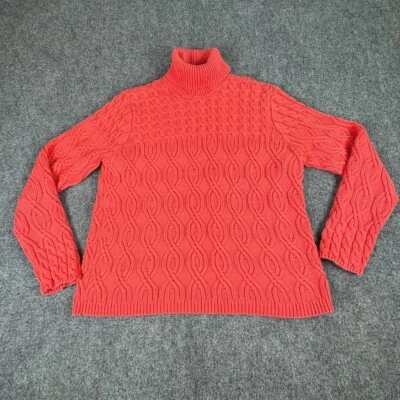 Suéter Wainscott Mujer Grande Coral Tejido con Cable Cuello Alto Y2K Pescador Grueso Foto 1 de 4