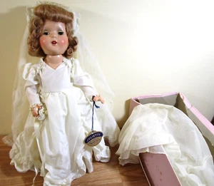 Vintage 1940's Eugenia Bride Doll All Original Tagged Dress Composition 16" - Picture 1 of 11