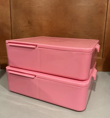 Lote de 2 cajas Pottery Barn Spencer Bento rosa usadas (5 compartimentos) Foto 1 de 4