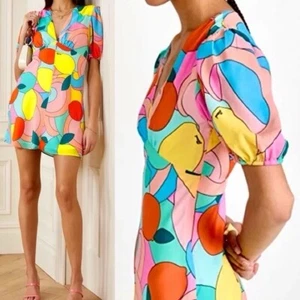 Mini Vestido Para Mujer Staud Milla en Caleidoscopio Cítrico Talla 00 $265 Conjunto Primavera - Imagen 1 de 8