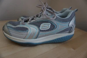 Skechers Shape Ups Fitness Walking Sneaker Shoes Silver Blue Size 7 - Picture 1 of 9