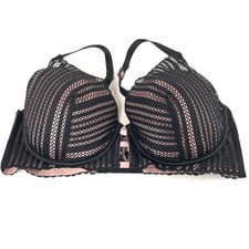 NEW Victorias Secret Bra 38DD Lined Plunge Pink Black Lace Underwire