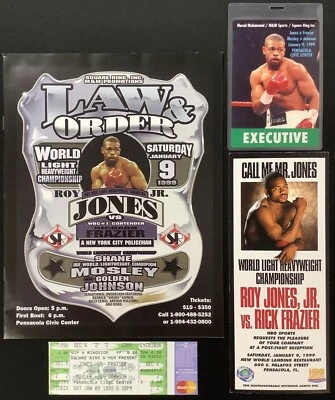 Roy Jones Jr v Frazier Boxing Program Law & Order 1/9/99 Lot Shane Mosley Ticket - Image 1 of 4
