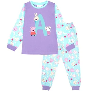 Peppa Pig Pyjama for Girls Personalised Initial 100% Cotton Long Sleeve Winter - Picture 1 of 24