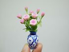 1 pièce d'argile rose miniature dans vase céramique maison de poupée décor à la main échelle 1:12