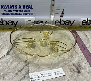 Yellow Depression Glass Lancaster Glass 10” Footed Cake Plate Jubilee Serving Vt - Picture 1 of 11