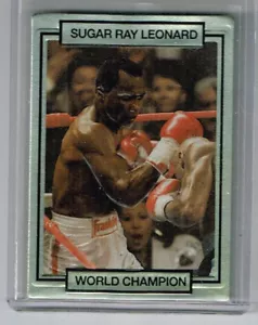1990 LLENO DE ACCIÓN SUGAR RAY LEONARD MUESTRA PLATEADA EN RELIEVE PROMOCIÓN EXTREMADAMENTE RARO - Imagen 1 de 3