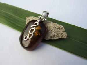 Pendentif Argent Silver et AMBRE " pour l'an 2000 " - Foto 1 di 4