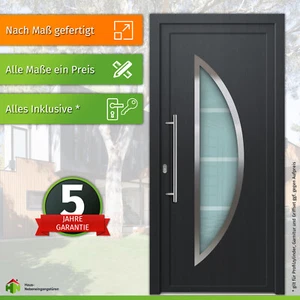 Kunststoff Haustür nach Maß "LIA" 71 mm ✓Milchglas ✓Anthrazit RAL 7016 ✓cm-genau - Bild 1 von 12