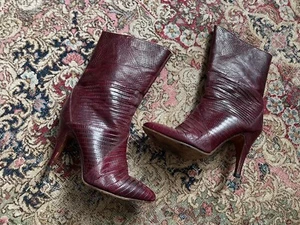 Vtg 70s ‘80s Snakeskin Reptile Boots High Heel Hand Made Italy 8.5 Fits 7.5-8M - Picture 1 of 14