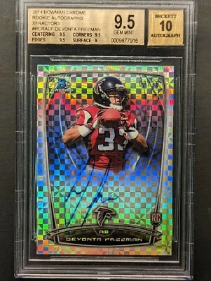 DEVONTA FREEMAN Rookie Auto 2014 Bowman Chrome X-Fractor BGS 9.5 Mint SSP /10 RC - Image 1 of 4