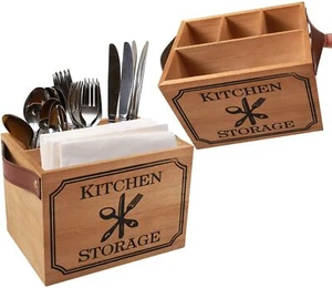1Stk Holz Besteckkorb,Besteckkasten für Besteck Löffel Gabel Messer Geschirr - Bild 1 von 11