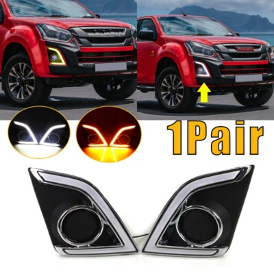 Daytime Running Lights LED DRL Fog Lamp Replacement Bumper For Isuzu D-max 16-17 - Image 1 of 4