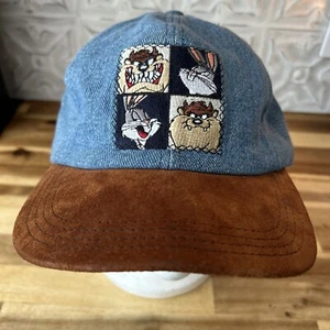 Vintage 1991 Warner Brothers Looney Tunes Snapback Suede Bill Hat Cap USA Made - Picture 1 of 5